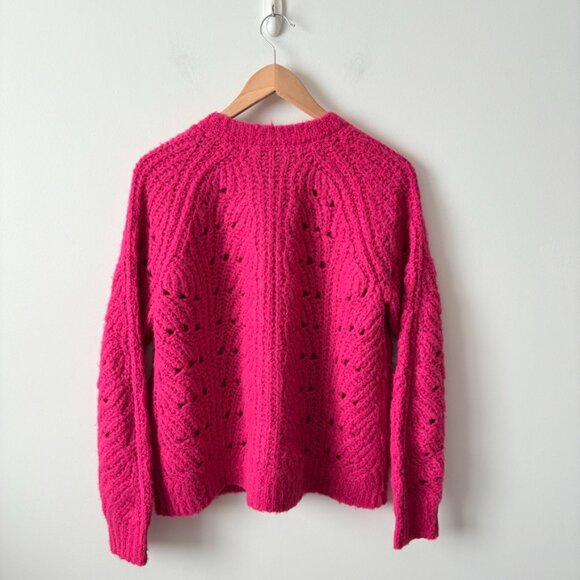 Aritzia Little Moon Rosella Pearl Button Sweater Cardigan Fushia Pink Size Small - Picture 5 of 7
